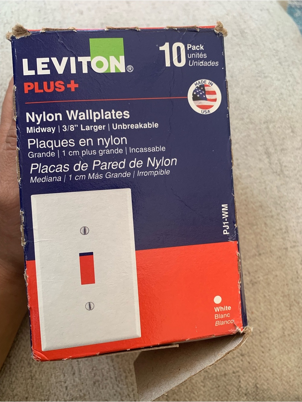 Leviton PJ1-WM 1-Gang White Midway Toggle Nylon Wall Plates Lot of 6 (Open Box)